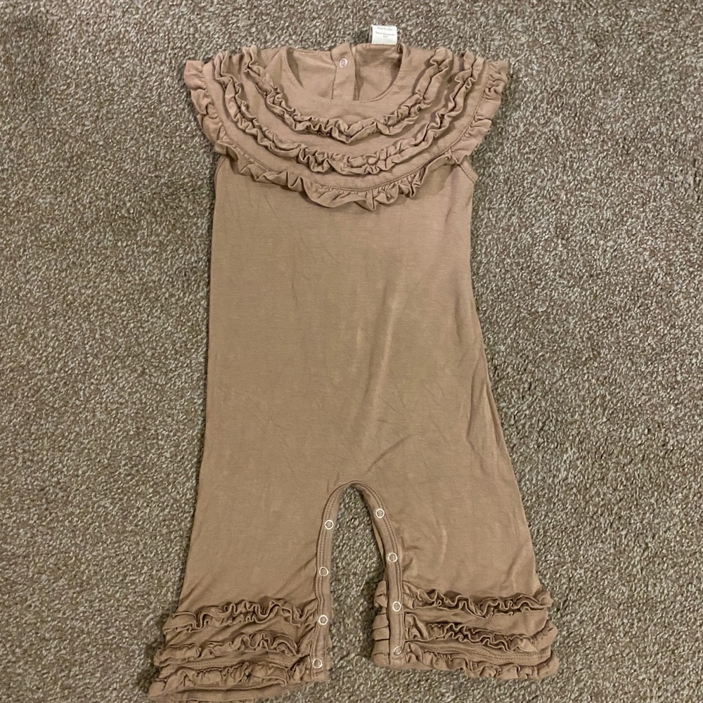 Ruffle leg/ neck body suit with flare pants
